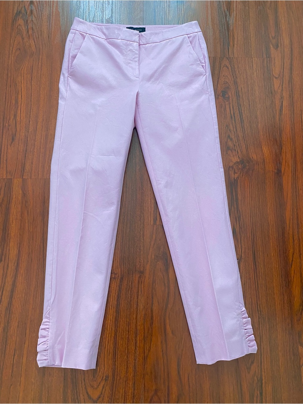 Talbots Blush Pink Ruffle Hem Ankle Pants Size 2 Stretch Cotton Career Casual - Picture 9 of 10